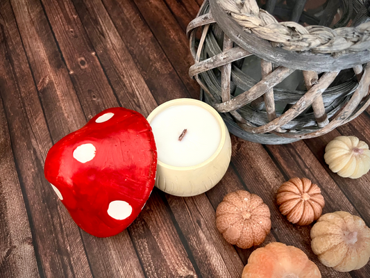 Fa kanócos illatgyertya gomba kerámiában