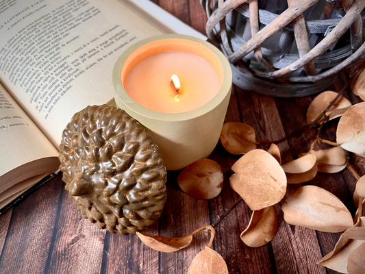 Fa kanócos illatgyertya makk kerámiában