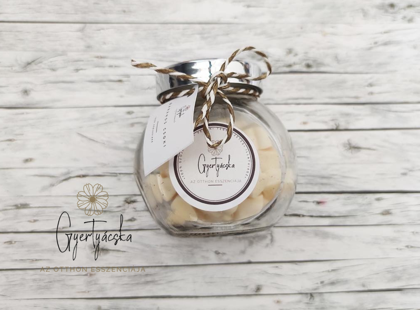 Csavaros üveges illatviasz szivecskék