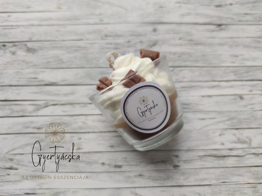 Poharas desszert gyertya pamut kanóccal