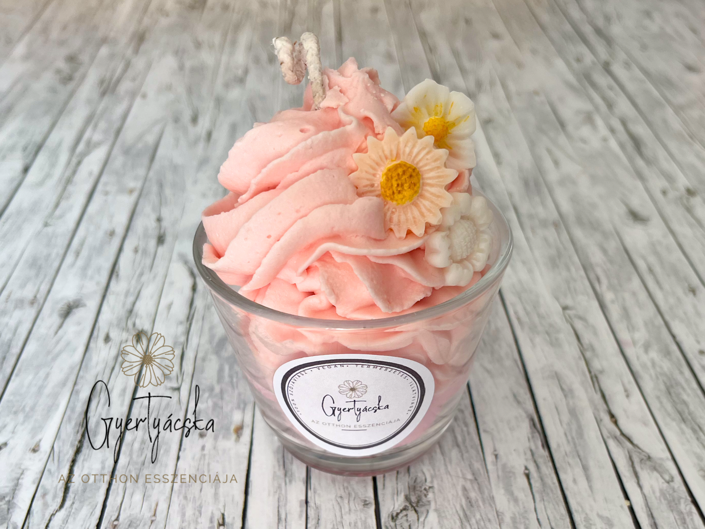 Poharas desszert gyertya pamut kanóccal