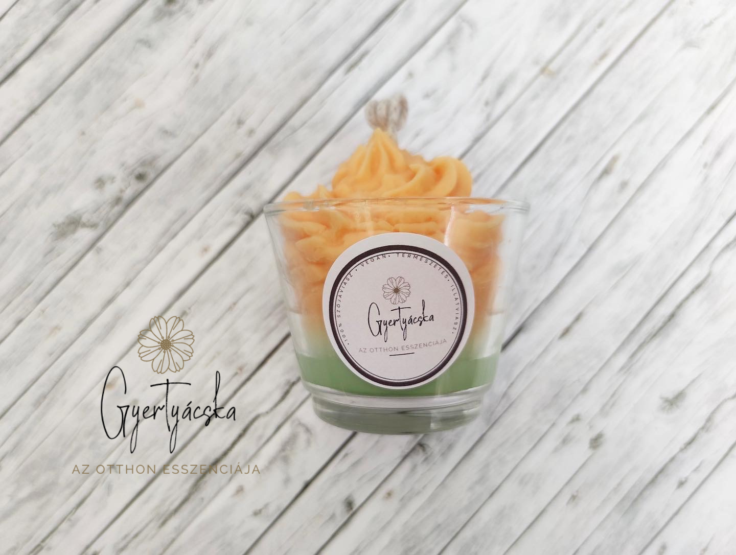 Poharas desszert gyertya pamut kanóccal